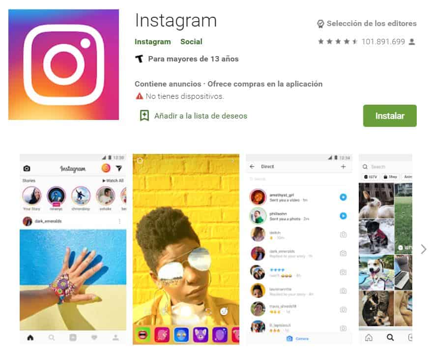 Aplicación Móvil de Instagram