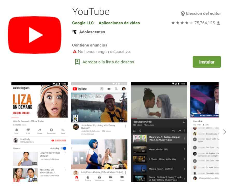 Aplicación Móvil Youtube App